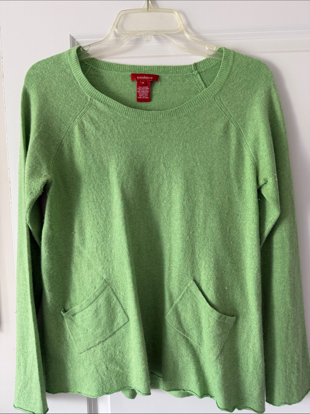 Sundance Mint Green Crewneck Sweater with Front Pockets